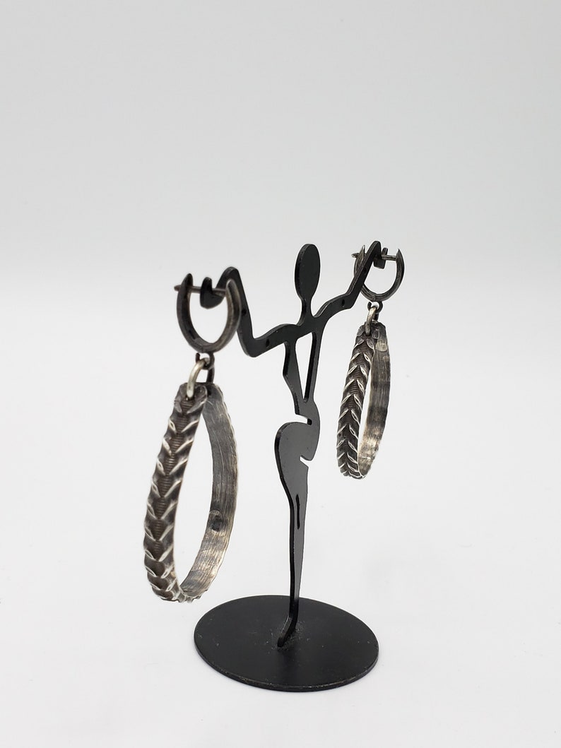 Sterling Silver Hoops Large Latch Hook Earrings Teardrop Etsy