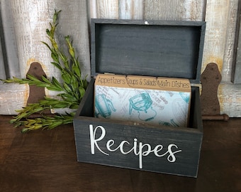 Recipe Box, Aqua, Farmhouse, Vintage, Rustic, Recipe Dividers