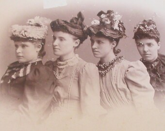 4 Ladies 1890s Easter Bonnets Hats W 