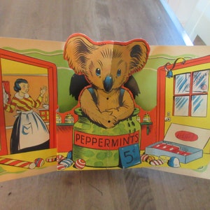 Blinky Bill - RARE Magic Action POP-UP Book - 1935 Whitman Publishing Co patented book with popups - Koala Bear - Dorothy Wall vintage book