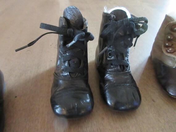 Child's Baby - vintage antique black high top shoe