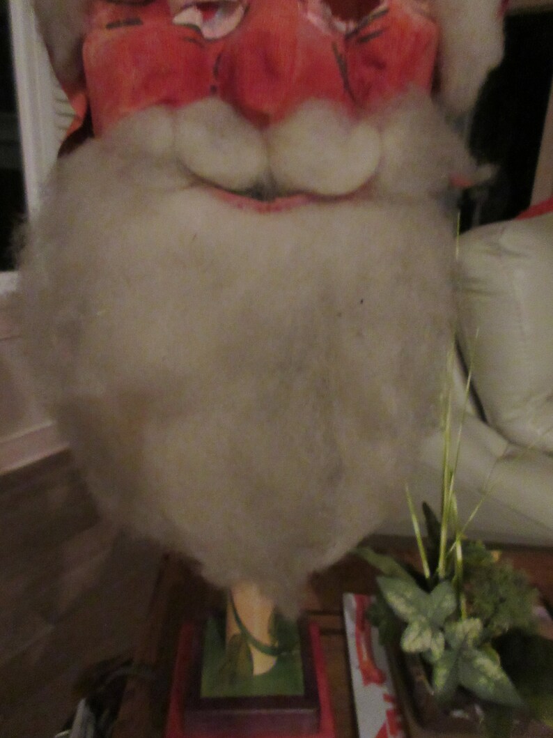 old 1940s or older buying as is Vintage Santa Claus mask GAUZE type.. The beard and eyebrow cotton is very dirty from age.