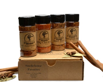 Smokehouse Favorites ~ BBQ Rub and Baking Spices Gift Set of 4 ~ Gourmet Meat and Veggie Spice Blends & Rubs  ~ Handcrafted In Colorado