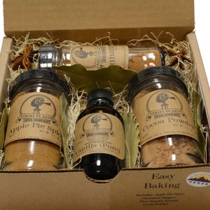 Gourmet Baking Spices Gift Set: Saigon Cinnamon, Cocoa, Vanilla