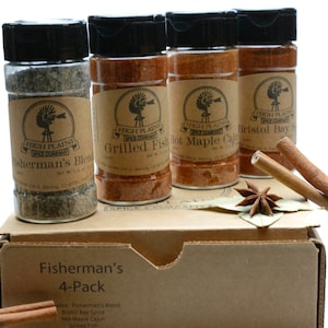 Fisherman&#39;s 4-Pack ~ BBQ Rub and Baking Spices Gift Set of 4 ~ Gourmet Meat and Veggie Spice Blends & Rubs  ~ Handcrafted In Colorado