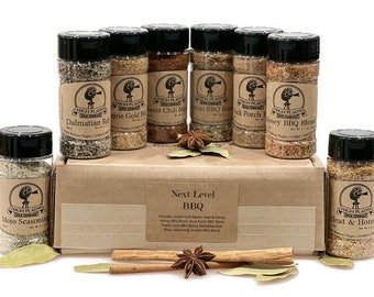 Next Level BBQ~ BBQ Rub and Baking Spices Gift Set of 8 ~ Gourmet Meat and Veggie Spice Blends & Rubs  ~ Handcrafted In Colorado