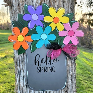 Spring Flowers Door Hanger | Door Hangers | Wooden Door Hangers | Welcome Decor | Spring Door Sign | Door Decor | Spring Door Hanger