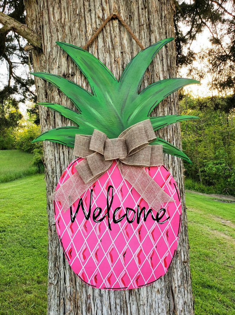Pineapple Door Hangers Pineapples Summer Decor Pineapple Etsy
