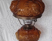 Vintage Fenton Amber Cherub Gone with the Wind Hurricane Lamp