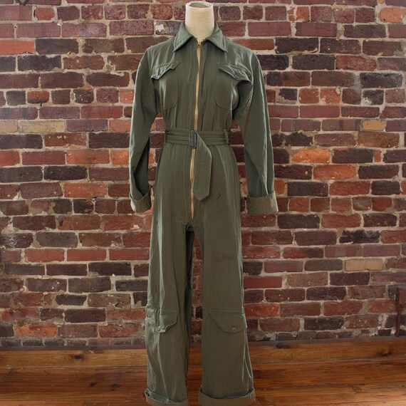 Vintage Womens 40s Small Medium Green Military Fli