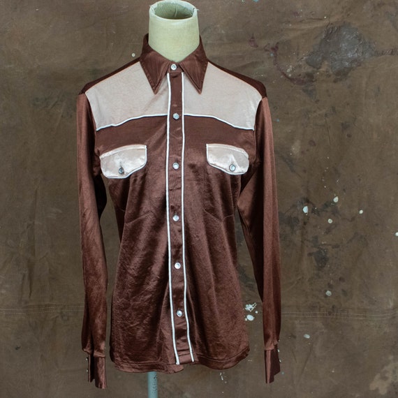 Vintage Unisex 70s XS Small Brown and Peach Liquid