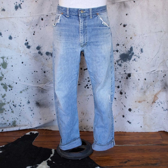 Vintage Mens 50s Size 35 36 Half Selvedge Lee Ride