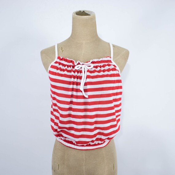 Vintage Womens 70s Medium Red And White Striped Tank Top Etsy