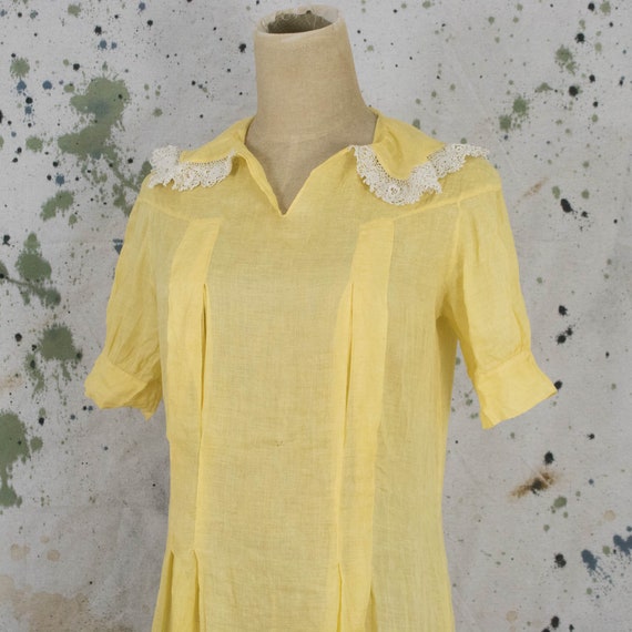 Vintage Womens 30s Small Medium Yellow Drop Waist