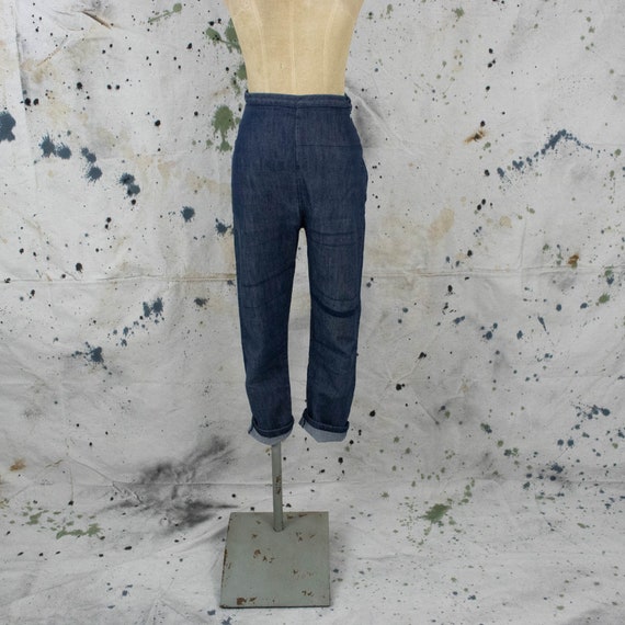 Vintage Womens 60s 24 25 Denim Side Zip Hip Zip Cr