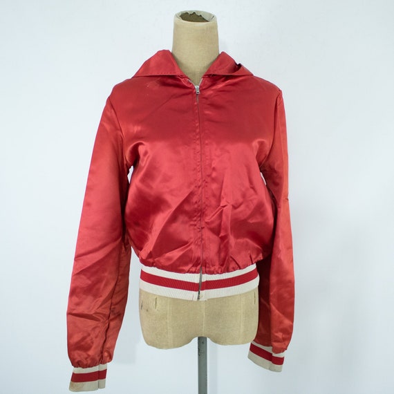 Vintage Womens 40s Medium Large Red and White Sati
