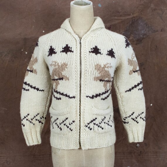 Vintage Womens 50s XS Small Handknit Wool Skiing W
