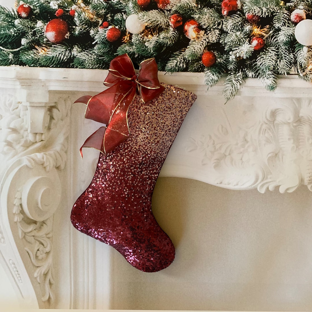 Red Christmas Stockings
 Wine Red Christmas Stockings Unique Handmade Christmas Stockings