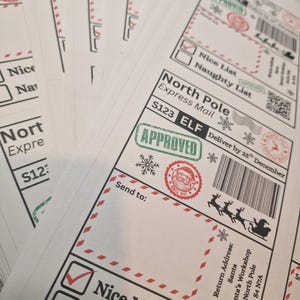 Personalised Santa Postage Label | Custom 6x4 Christmas Present Gift Tags | Mail From Santa Claus image 3