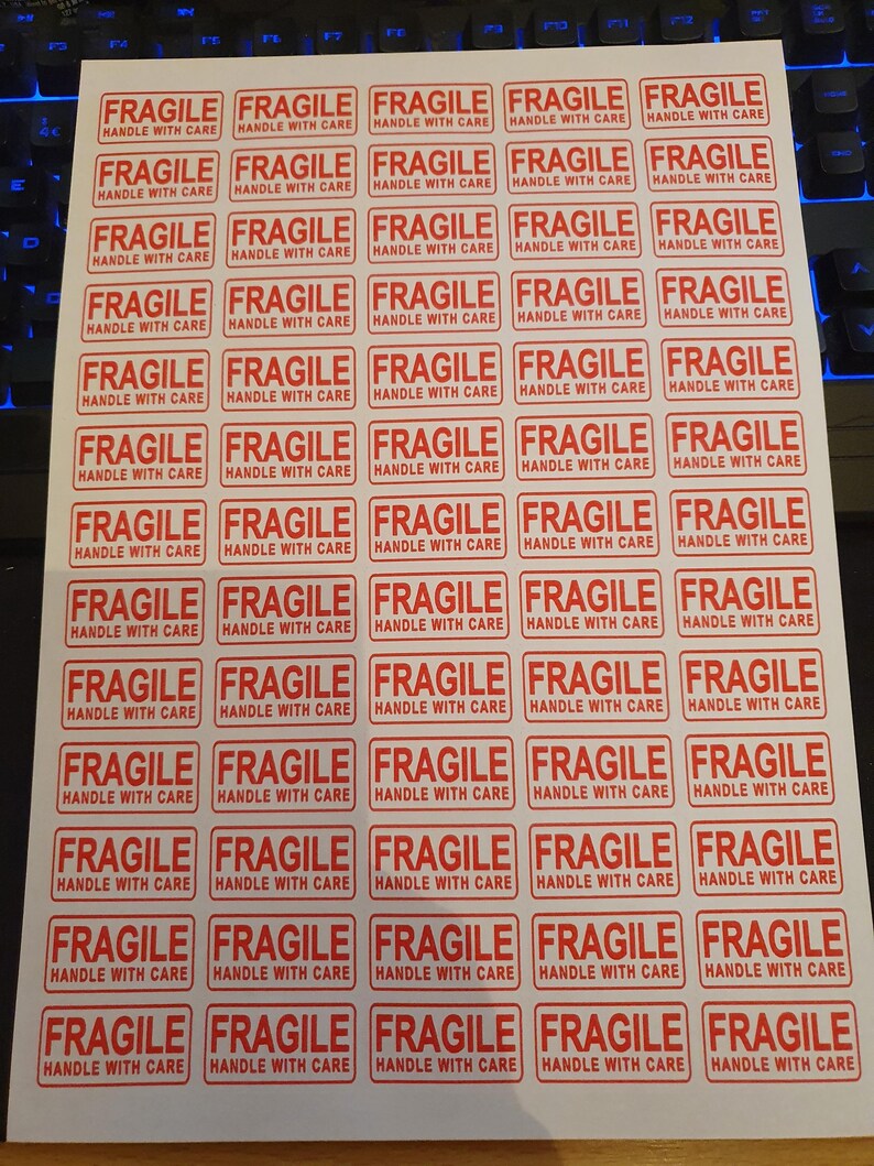 Fragile Handle With Care Stickers, 65 Rectangle Matte Labels - Etsy