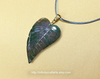 Soocho Jade Jasper and Indian Agate Necklace Jasper and Moss Agate Necklace Canadian Art Necklace Tridacna Jasper and Jade Necklace