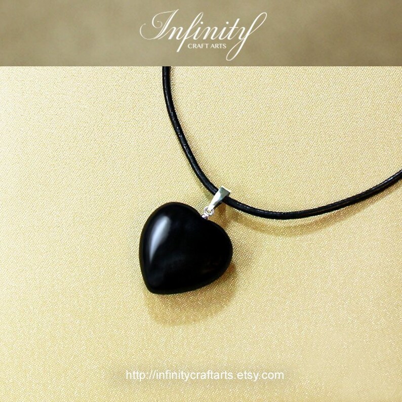 Carved Heart Black Obsidian pendant 