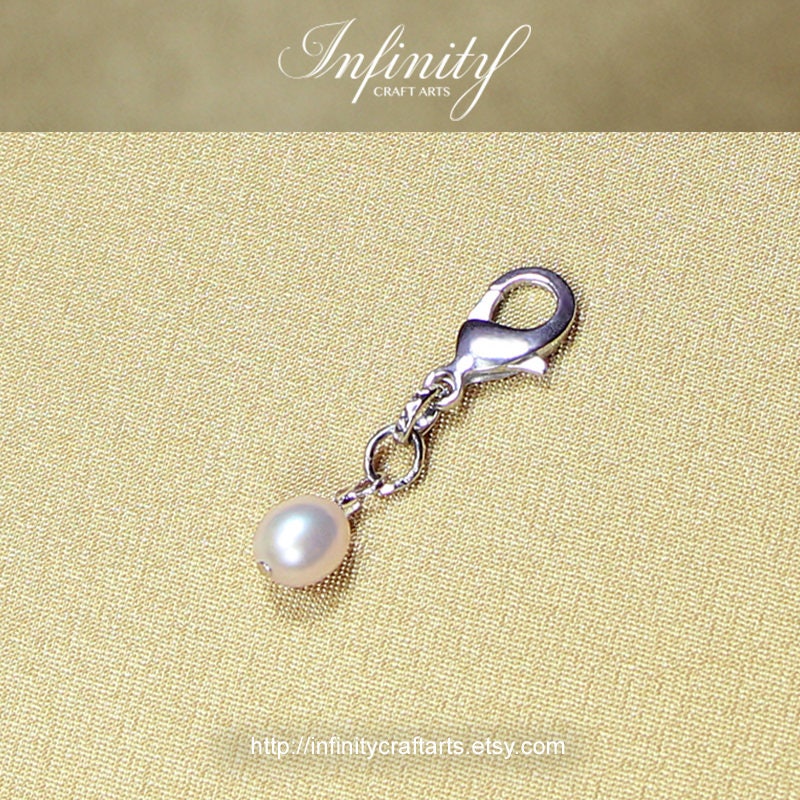 Clipon charm Pearl bracelet charm Genuine Pearl charm FW Etsy