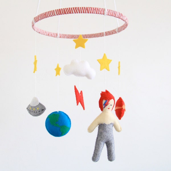 Ziggy Stardust Crib Mobile/ David Bowie Baby Gift/ Alladin Sane Nursery Accessory