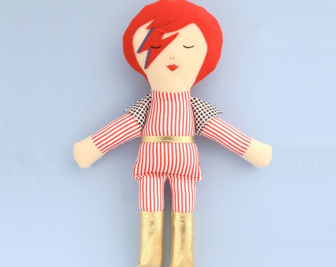 Ziggy Stardust Doll / David Bowie Modern Nursery Gift / Hipster Baby