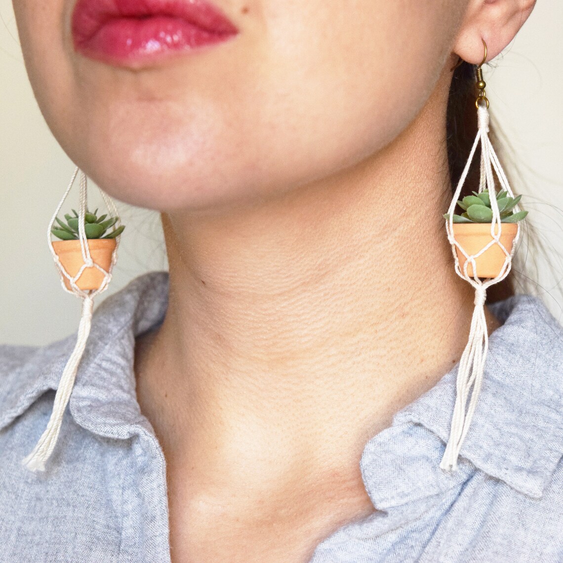 Hanging Plant Earrings readymade Plant Hanger Earrings Etsy