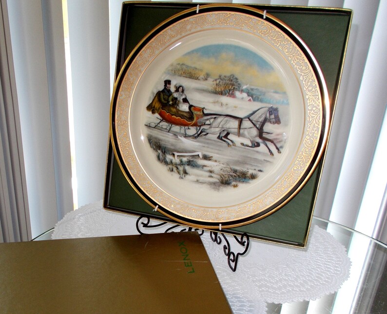 Vintage Lenox 1985 Currier /& Ives Collector Plate Christmas Issue Series