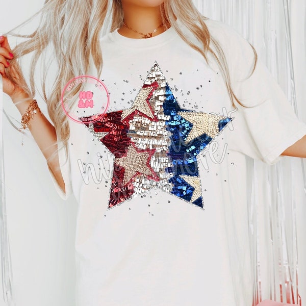 Faux Sequins PNG Fourth of July PNG Sparkly Star PNG 4th of July Shirt Design