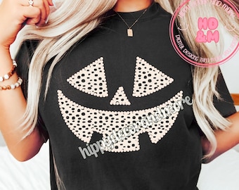 Pumpkin PNG Jack O’ Lantern PNG Dalmatian Dots Fall Png Halloween Png Pumpkin Face Shirt Design
