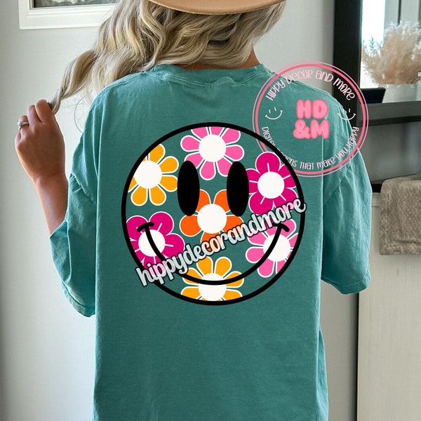 Daisy Smiley Face PNG Vintage Retro Daisies Summer Vibes Boho Hippie Chic Daisy Shirt Design Daisy Smiley PNG