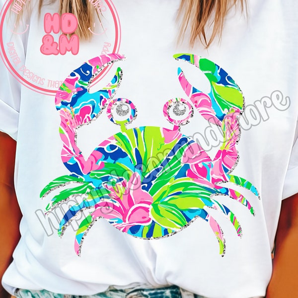 Crab PNG Summer Vibes Cute Girly Beach Shirt Design Tropical Crab PNG Summer PNG