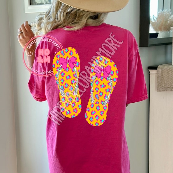 Flip Flops PNG Leopard Print Thongs PNG Coquette Bows Beach Vibes Summer PNG Orange Pink Flip Flips with Bows