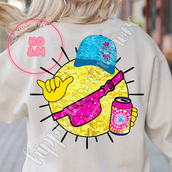 Sunshine PNG Bougie PNG Preppy Sun PNG Designer Inspired Png Faux Sparkly Sequins Summer Vibes Summer Png Beer Koozie Tyedye Png