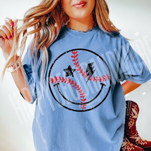 Distressed Baseball Smiley Face PNG Retro Sublimation - Etsy