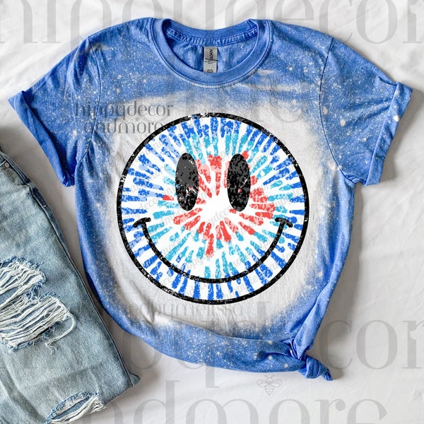 Fourth of July PNG Smiley Face PNG 4th of July Digital Smiley Face Transfer Happy Face Shirt Happy Sublimation Firework Retro PNG