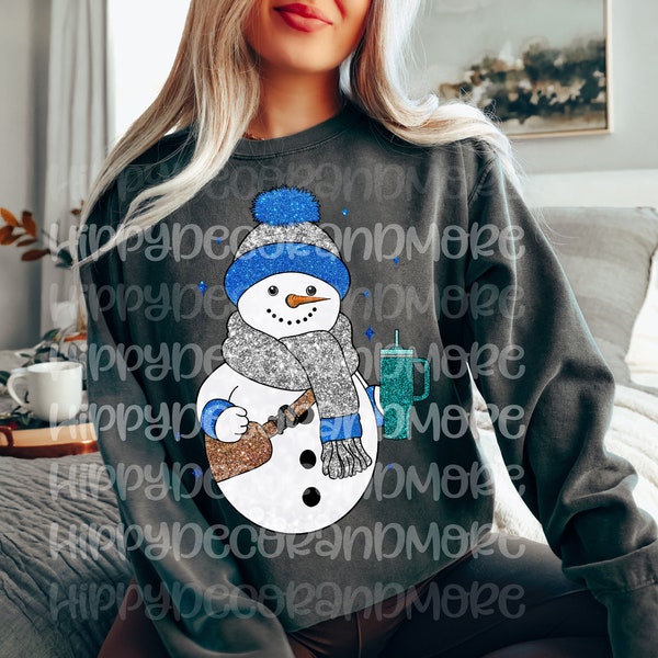 Cute Snowman PNG Christmas PNG Bougie Snowman Shirt Sublimation Design Sparkly Glitter png Snowman with Purse and Cup Bougie Snowman