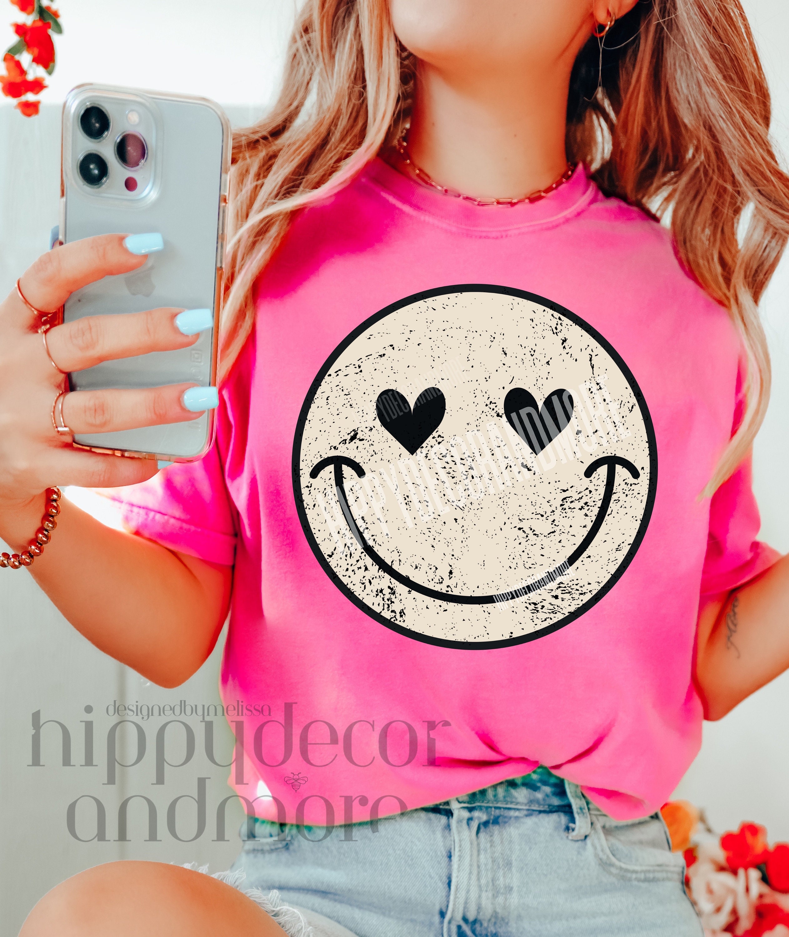 Distressed Retro Smiley Face Distressed Smiley Face Beige