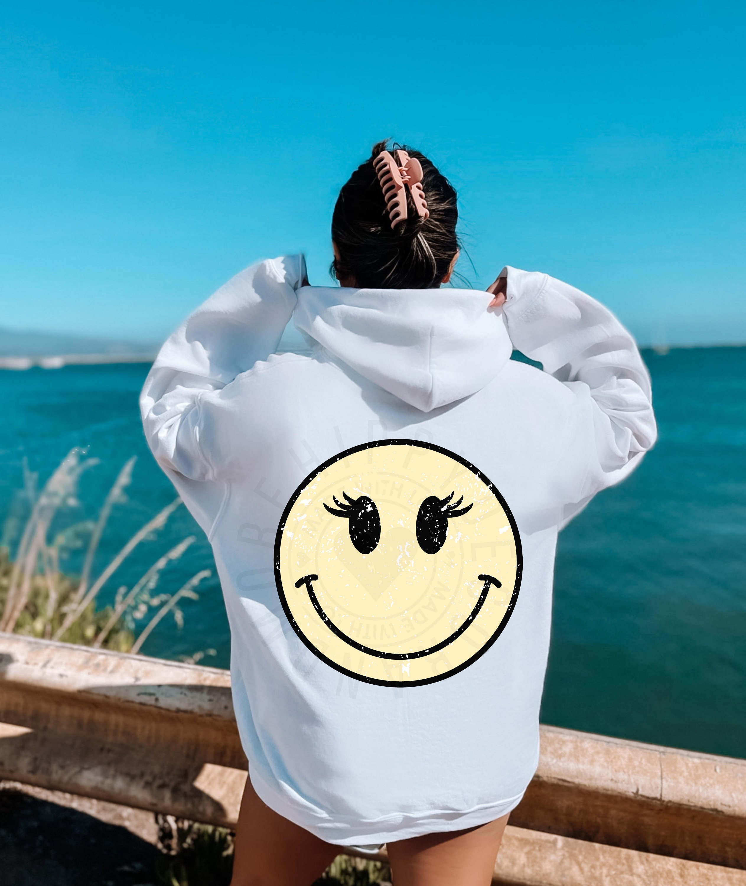 T-shirt Vintage Y2K Fruit Of The Loom – Smiley Dégoulinant, Noir, Taille M (2000s)