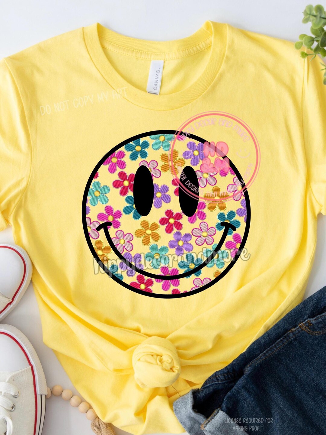 Daisy Smiley Face PNG Colorful Faux Embroidery Daisies PNG Spring ...