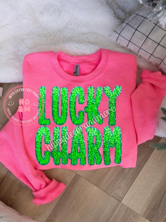 Lucky Charm PNG St Patrick’s Day Shirt Design Sparkly St Patricks Day PNG Green Glitter PNG