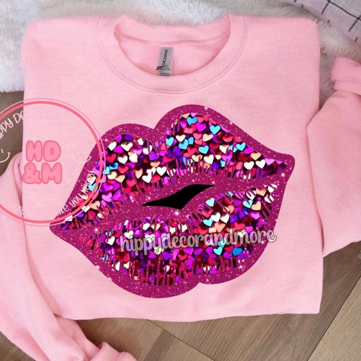 Valentines Day PNG Sparkly Glitter Lips Mouth Girly Trendy