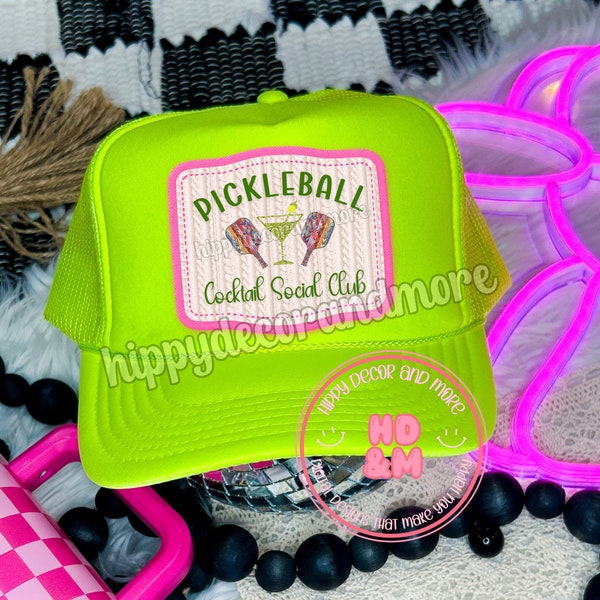 Pickleball PNG Cocktail Social Club Preppy PNG Pickleball Shirt Design Patch PNG Truckers Hat Patches Design Digital