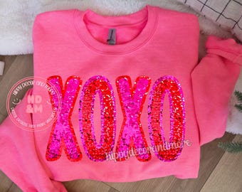 Sparkly Valentines Day Shirt Design Valentines Day PNG Xoxo PNG Pink Red Faux Glitter PNG Valentines Png Valentines Shirt Design