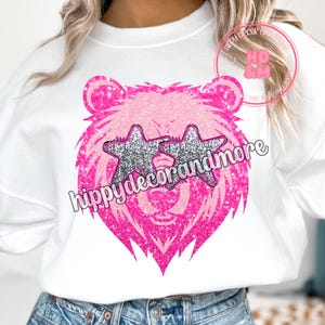 Bear PNG Bear Mascot PNG Pink Sparkly Glitter Preppy PNG Preppy Bear Mascot Shirt Sublimation Design Preppy Png Pink Preppy Bear Mascot