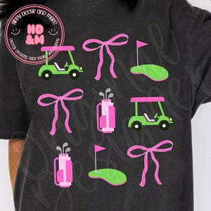 Golf PNG Pink Golf Club Golf Cart Coquette Bow PNG Girly Golf Shirt Design