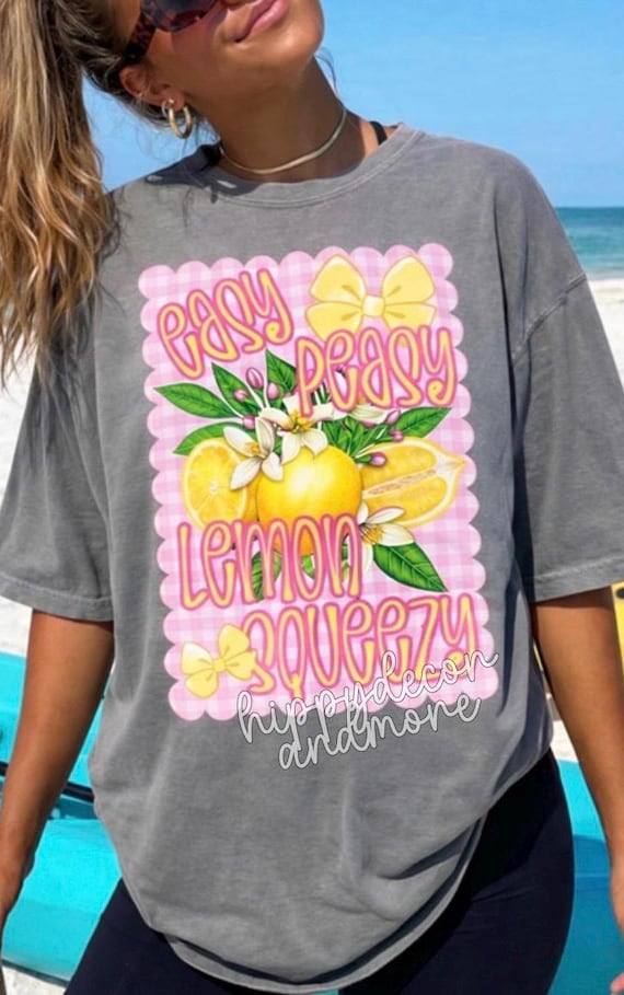 Coquette Summer PNG Lemon PNG Girly Summer Shirt Design Easy Peasy PNG Lemon Shirt Design